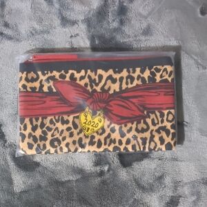 Leopard Print Clutch with Red Accents